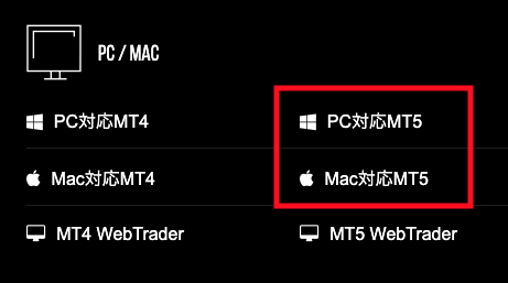 MT5ダウンロードWindows or Macの選択